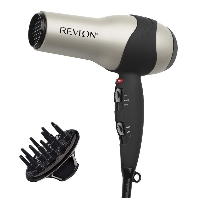 Photo 1 of 
REVLON Turbo Hair Dryer with Advanced Ionic Technology, Ceramic Coating | Turbo Heat and Cold Shot Features, 1875 Watts for Fast Drying and Shine (Silver)
