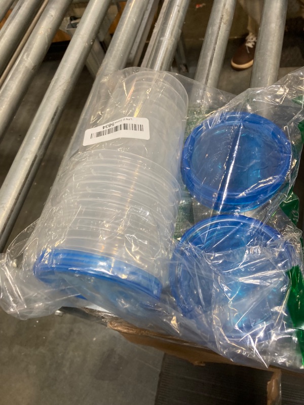 Photo 1 of [32 oz 6 Pack] Food Storage Freezer Containers Clear bottom With blue Twist Top Lids Reusable, Plastic Airtight Meal Prep Containers BPA Free | Stackable | Leakproof | Microwave/Dishwasher Safe