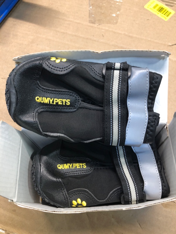 Photo 3 of ***USED***QUMY Dog Shoes for Large Dogs, Medium Dog Boots & Paw Protectors for Winter Snowy Day, Summer Hot Pavement, Waterproof in Rainy Weather, Outdoor Walking, Indoor Hardfloors Anti Slip Sole Black Size 8