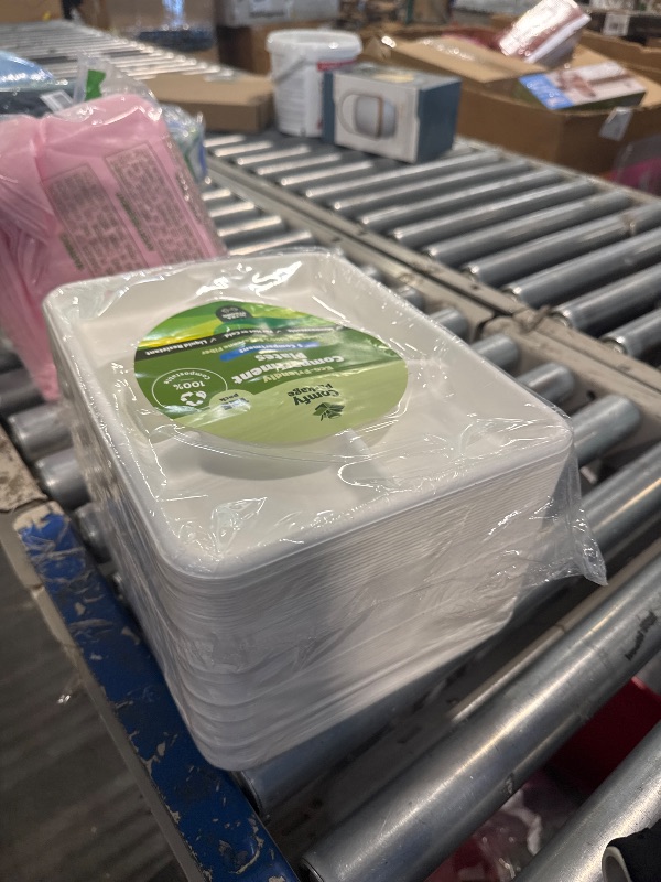 Photo 2 of 100% Compostable 5 Compartment Plates, 125 Pack Eco-Friendly Disposable Sugarcane 10 inch Paper Trays