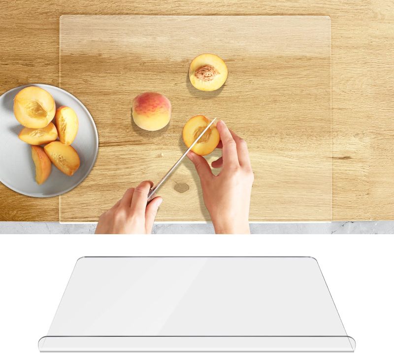 Photo 1 of Acrylic Cutting Board with Counter Lip, Acrylic Cutting Board Transparent Non-slip Clear Cutting Boards for Kitchen Cutting Board Cooked Food Cutting Board?16.7"X12.8")