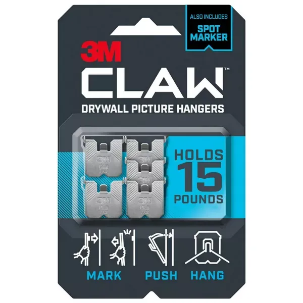 Photo 1 of 3M Claw 15lbs Drywall Picture Hanger with Temporary Spot Marker 5 Hangers and 5 Markers 4 PACK