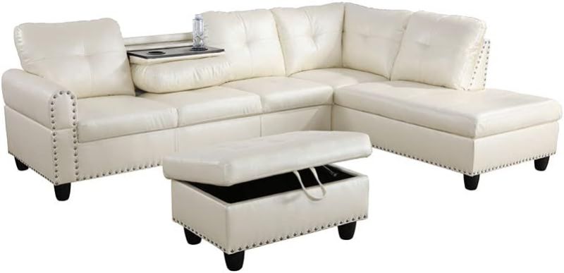 Photo 1 of ***PARTIAL SET****PARTS ONLY**SOLD AS IS**NO RETURNS**ALL SALES ARE FINAL***ITEM IS LEFT FACING****NOT COMPLETE SET*** *Modern Sofa Set Furniture Sofa Set Multifunctional Back Cushion & Ottoman Storage Chair (,Ivory White,
**ITEM IS LEFT FACING**