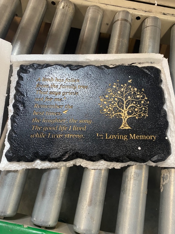 Photo 3 of 11.8 inches Long Tree of Life Song Polyresin Memorial Garden Stone, Memorial Stones for Loved Ones Outside, Memorial plaques, Sympathy Gifts for Loss of Loved one, Memorial Gifts (Black Tree of Life)