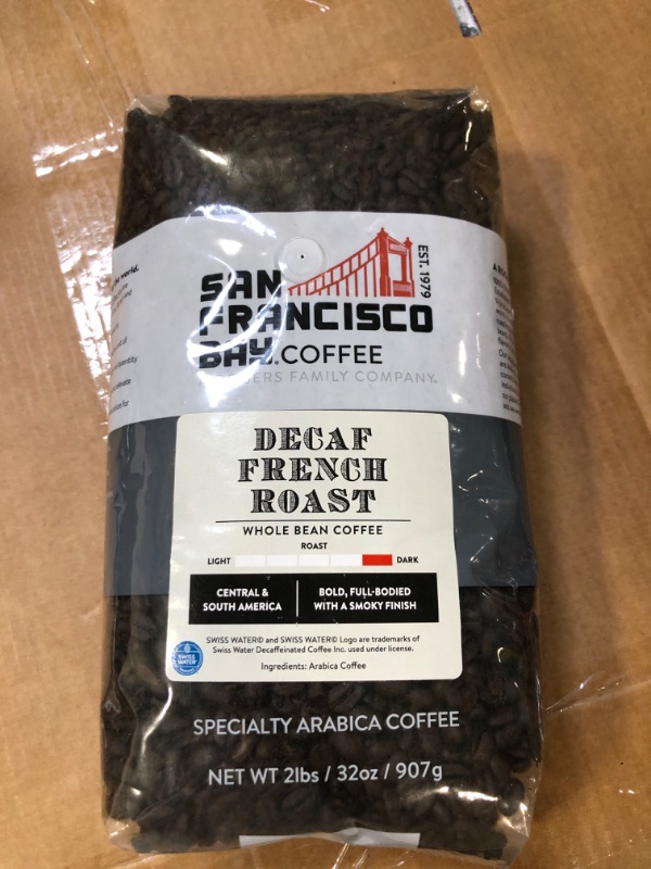 Photo 2 of 
San Francisco Bay Whole Bean Coffee - DECAF French Roast (2lb Bag), Dark Roast, Swiss Water Processed