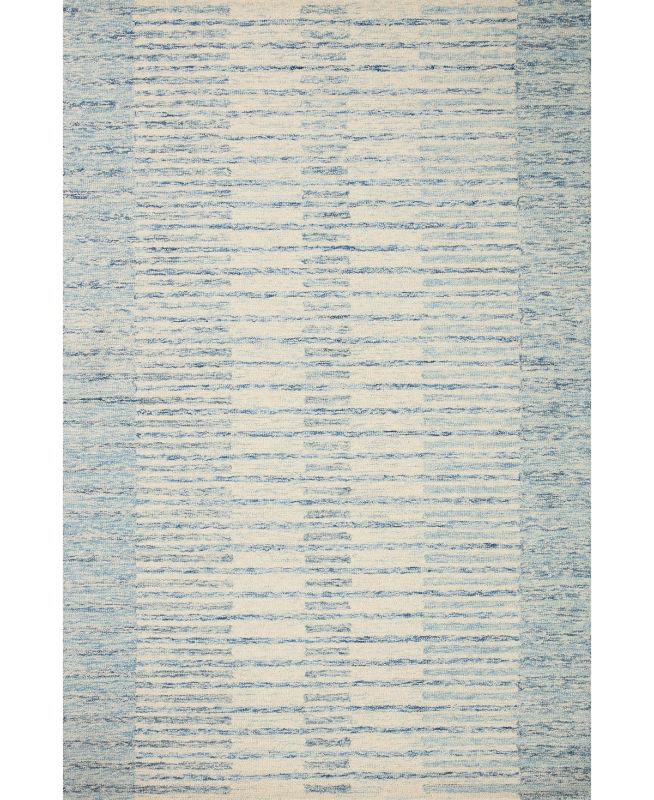 Photo 1 of Chris Loves Julia X Loloi Chris Ivory/Denim 2 Ft. 3 in. X 3 Ft. 9 in. Modern Hand Tufted Wool Area Rug
