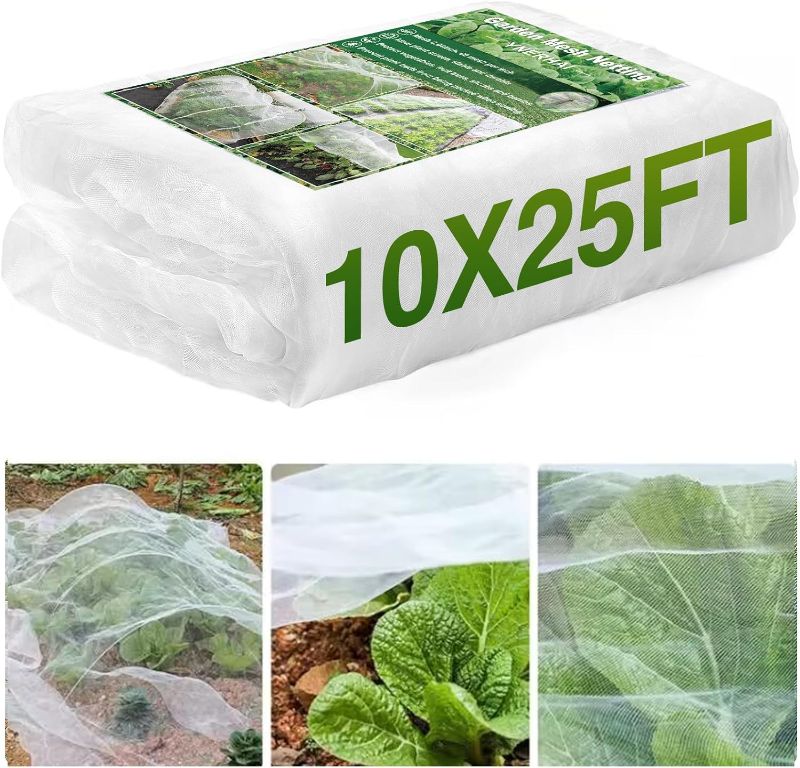 Photo 1 of 10 * 25FT Garden Mesh Netting Barrier, Ultra Fine Plant Netting for Garden Protection, Garden Net Fruit Tree Netting for Vegetable Blueberry Bushes Plant Row Cover Screen Protection
