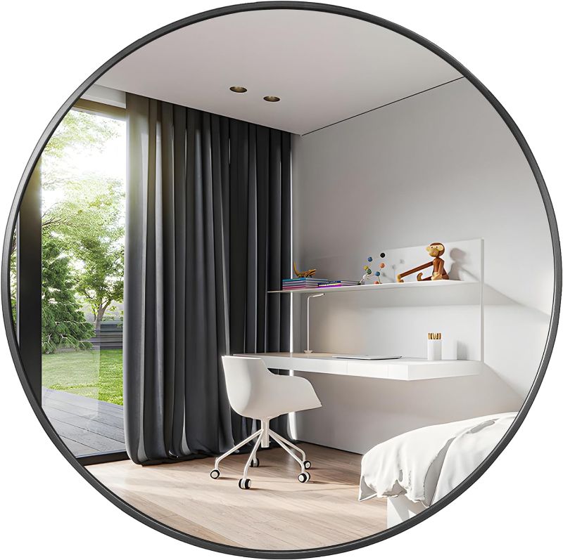 Photo 1 of ***SIMILAR***
box***DAMAGE***
" Large Round Mirror, Black Circle Mirror for Wall, Metal Framed Round Mirror, Big Wall Mounted Bathroom Mirror Round, Modern Vanity Mirror Circular Mirrors for Wall, Over Sink, Living Room
