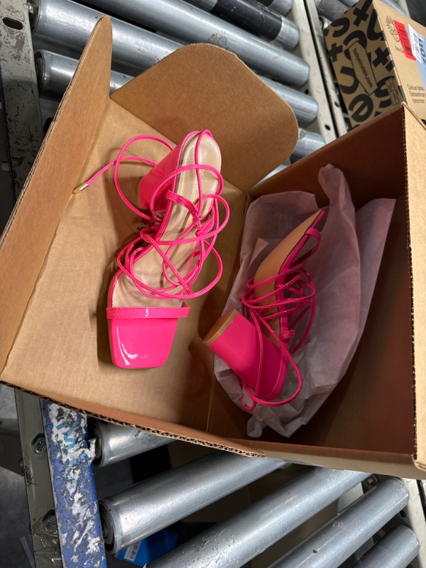 Photo 1 of ***USED** SIZE 7*** 12-18 neon pink strap up heels