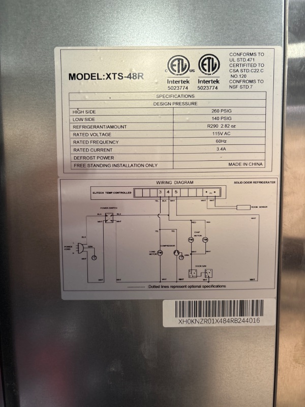 Photo 5 of ***Broken *** Model xts-48r intertek  -Freezer with 4 Solid Half Doors
Dimensions: 
40x 48x 83
335lb 
***THIS ITEM NEEDS TO BE PICKED UP IN A UHAUL OR APPROPIATE SIZED VEHICLE IT NEEDS TO BE PICKED UP BY TWO PEOPLE***

**appliance turns on--pictured below