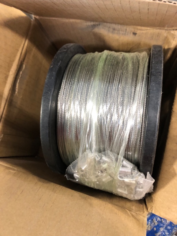 Photo 4 of Wire Rope, 1/16 Wire Rope, 304 Stainless Steel Cable, Aircraft Cable, Steel Wire, 1000FT with 300Pcs Crimping Sleeves, Clothes Line Wires, Trellis Wire, 7x7 368lbs Breaking Strength 1000FT 1