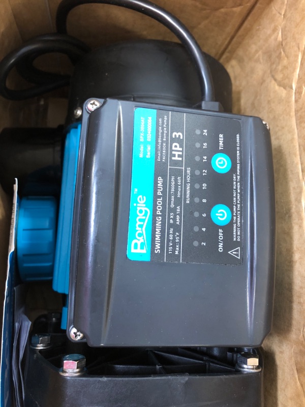 Photo 4 of 2.2 HP Pool Pump Inground with Timer,6950 GPH 220V above Ground, 60FT Max. Head Powerful Self Priming Swimming Pool Pumps with Filter Strainer Basket, Low Noise 1.5"/2” Inlet/Outlet… 220V 2.2 Hp With Timer Single Speed