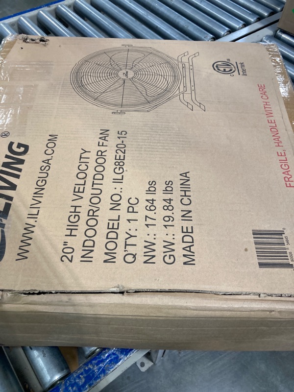 Photo 4 of *** MISSING PARTS***
 wall mounted/floor stand variable 20 inches speed indoor/outdoor weatherproof fan, industrial grade for patio, greenhouse, garage, workshop, and loading dock, 4650 cfm, bla