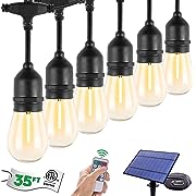 Photo 1 of 35FT Solar String Lights Outdoor Waterproof, Outdoor String Lights Solar Powered, Patio Lights with S14 Shatterproof Sockets, IP65 Commercial Grade LED Solar String Lights for Outside