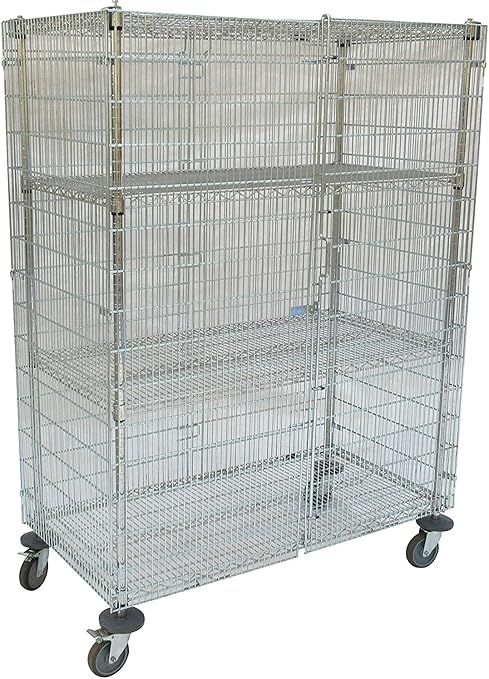 Photo 1 of  Wire Security Cart with Adjustable Shelves, heavy duty rolling carts,1,000 lb Load Capacity, 52 inx27 inx69 in