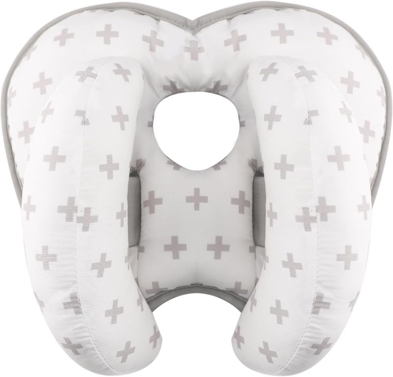 Photo 1 of 
KAKIBLIN 2 in 1 Baby Head Pillow with Banana Neck Pillow for 3 Months to 1 Years Baby Travel Pillow for Stroller or Bed,Grey Cross