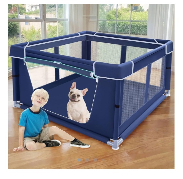 Photo 1 of 42x42x25.6 Inches Puppy Playpen with Gate, Dog Playpen for Puppies or Small Dogs, Dog Fence Pet Playpen for Indoor & Outdoor, Sturdy Safety Dog Pen with Thickened Fabric, High-Strength Nylon Wire Mesh