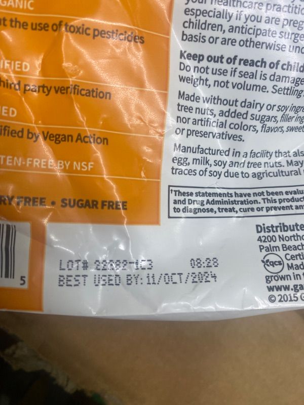 Photo 3 of ***USED** EXPIRES OCT 11,2024** Garden of Life Dr Formulated Organic Fiber Supplement Powder Citrus, Sugar Free, Psyllium Free Prebiotic Superfoods, Constipation Relief and Hunger Control for Men and Women, 32 Servings Citrus 32 Servings (Pack of 12)