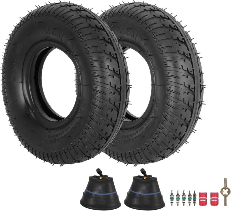 Photo 1 of 2.80/2.50-4 Tire Inner Tube,RUTU 2.80-4 E300 Scooter Tires and Tubes 2 Pack for Hand Truck Garden Cart Dolly Electric Trike
