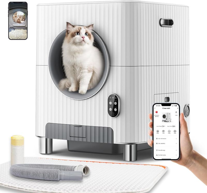 Photo 1 of *****USED*** Self Cleaning Cat Litter Box,Electric Entrance Door Automatic Cat Litter Box,Video Monitor,Large Capacity for Multiple Cats with Mat-Anti-Pinch/Odor-Removal/APP Control