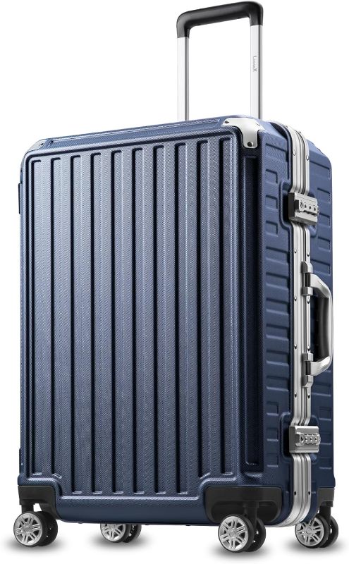 Photo 1 of **COLOR TEAL**LUGGEX 24 Inch Luggage with Aluminum Frame, 61L Polycarbonate Zipperless Checked Medium Luggage, Hard Shell Suitcase 4 Metal Corner (Navy)
