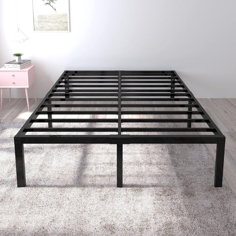 Photo 1 of 18 Inch Tall 3500lbs Heavy Duty Bed Frame Metal Platform/Maximum Storage/Mattress Foundation/Steel Slats Support/Noise Free/Box Spring Replacement,Queen
