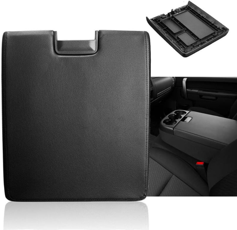 Photo 1 of ****USED***Dasbecan Center Console lid Armrest Cover Compatible with 2007-2014 Chevy Avalanche Silverado Suburban 1500 2500 GMC Yukon Sierra 2500HD 3500HD Armrest Center Console Cover Lid Kit 15217111(Black) Black 2007-2013