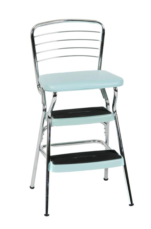 Photo 1 of **USED/MINOR DAMAGE****COSCO Stylaire Retro Chair + Step Stool with Flip-Up Seat, Teal Teal Flip Up Seat