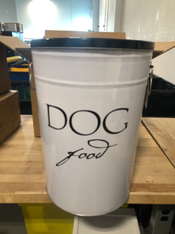 Photo 4 of ***MINOR DAMAGE*** 
Harry Barker White Classic Food Storage Canister For Dogs, Large 40 Pounds of Food Large (40-pound/11-gallon)