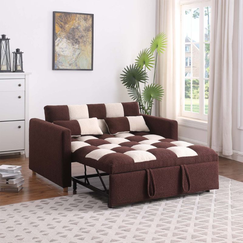 Photo 1 of 
Zechuan
Zechuan 3 in 1 Pull Sleeper Sofa Bed, Small Teddy Convertible Futon Couch Bed with Adjustable Backrests, Modern Loveseat with 2 Pillows, Small Love Seat for Living Room, Guest Room, for Small Space