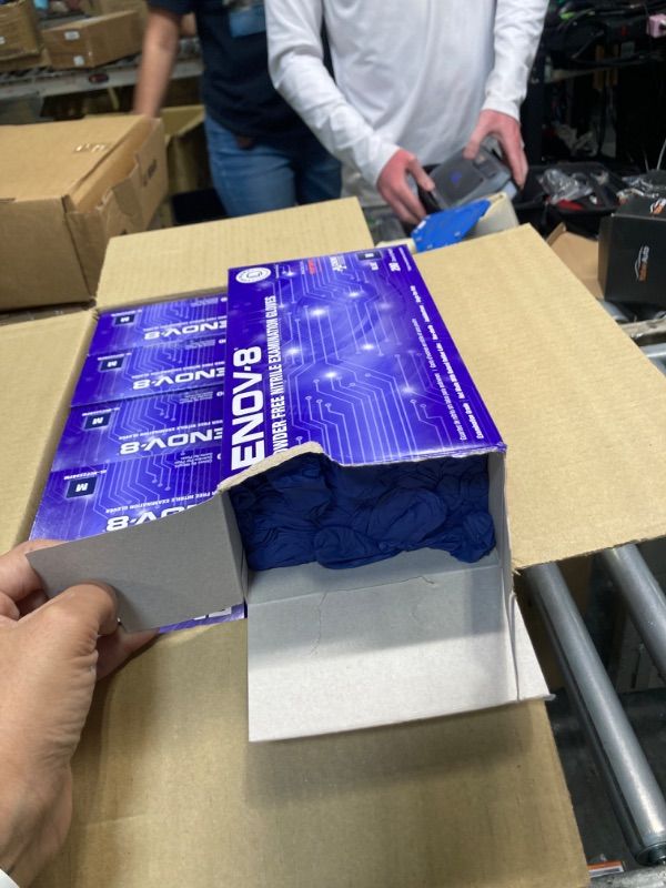 Photo 1 of Adenna GL-NCF225BFM ENOV-8 3.5 mil Powder-Free Nitrile Exam Gloves for Sensitive Skin, Medical Grade, Blue Sunset, Medium, Box of 200