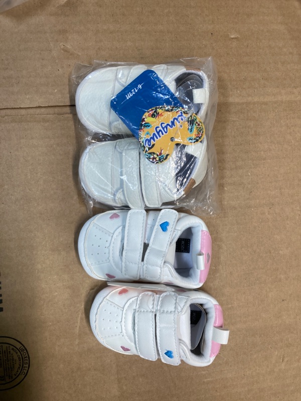 Photo 1 of *****2Pairs**** Baby Shoes,Boys Girls Non-Slip Rubber Sole Sneakers,Unisex Infant Soft Lightweight First Walking Crib Shoes