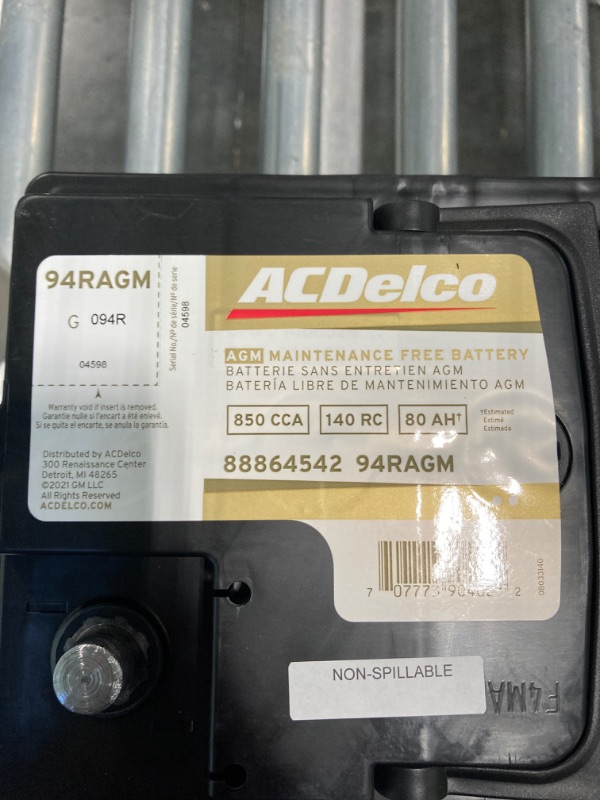 Photo 4 of ACDelco 94RAGM Professional AGM Automotive BCI Group 94R Battery