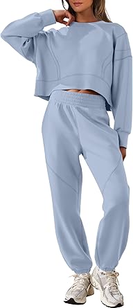 Photo 1 of ANRABESS Womens 2 Piece Outfits Lounge Sets Cropped Sweatshirt & Joggers Fashion Sweatsuit Sweat Set 2024 Fall Travel