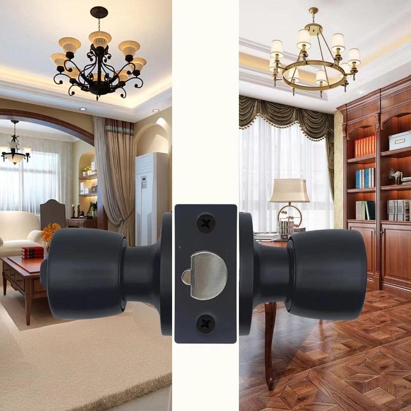 Photo 1 of 
JO.KO Passage Door Knob Keyless, Round Ball Lock Interior/Exterior Door Knob for Bedroom Or Bathroom/Entry Door Handle (Matte Black Keyless 1Pack)