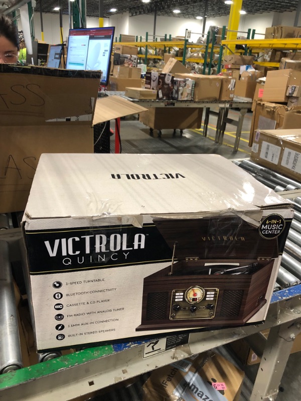 Photo 2 of *** FOR PARTS ONLY ** NO RETUNRS***
Victrola Nostalgic 6-in-1 Bluetooth Record Player & Multimedia Center with Built-in Speakers - 3-Speed Turntable & 3 Pack Turntable Replacement Needles for Various Victrola Record Players, White Espresso Record Player +