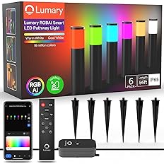 Photo 1 of *****USED*** Lumary Smart Pathway Lights 56FT, 500LM Color Changing Landscape Lights IP65 Waterproof, 6 Packs RGBAIWW Low Voltage Landscape Lighting for Yard Garden Patio Walkway, APP/Voice/Remote Control
