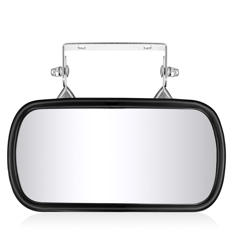 Photo 1 of 1 Pc 8" x 4" Stainless Steel Rectangular Convex Mirror U Bracket Look Down Convex Mirror Assembly Improves Visibility for Cars Trucks Boats Tractors Forklifts