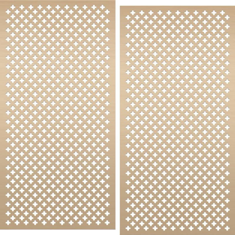 Photo 1 of 2 Pcs 1 x 2 Feet Cloverleaf Aluminum Sheet Gold Cloverleaf Sheet Decorative Metal Sheet, 0.04 Inch Thick