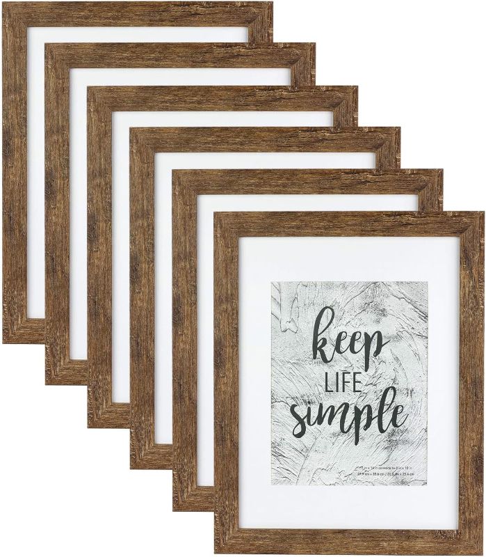 Photo 1 of 11x14 Picture Frame Rotten Brown 6 Pcs in 1 set 11x14 Frame can Display 8x10 Picture with Mat or 11x14 Without Mat on the Wall