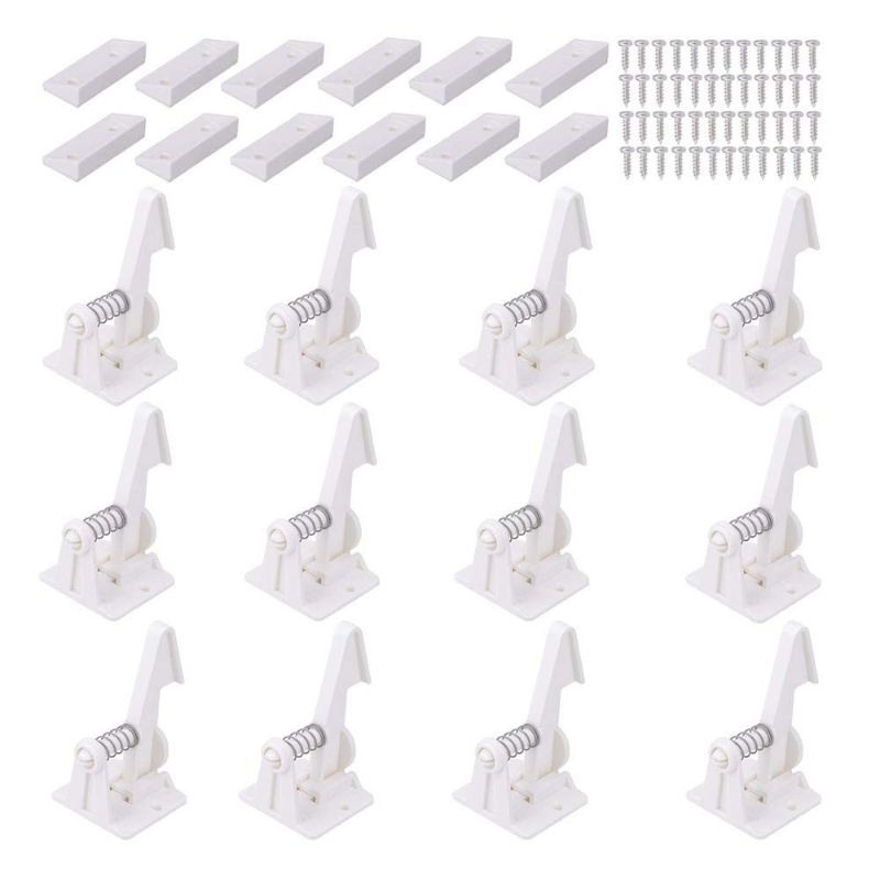 Photo 1 of 12 Pack Cabinet Locks Child Safety Latches - Vmaisi Baby Proofing Cabinets Drawer Lock with Adhesive Easy Installation - No Drilling or Extra Screws (White)