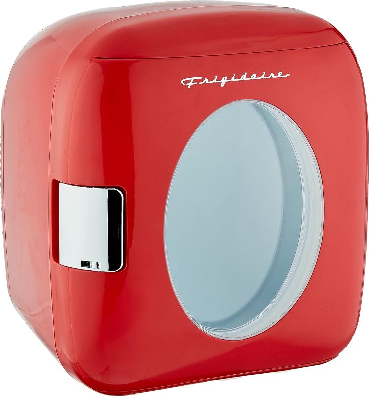 Photo 1 of *** MAJOR DAMAGED***
Frigidaire Retro Mini Personal Fridge Cooler, Holds 9L or 12 Cans, Portable for Car, Office, Bedroom, Dorm Room, or Cabin, Features Plugs for Home Outlet & 12V Car Charger - 10"D x 7"W x 10.5"H, Red