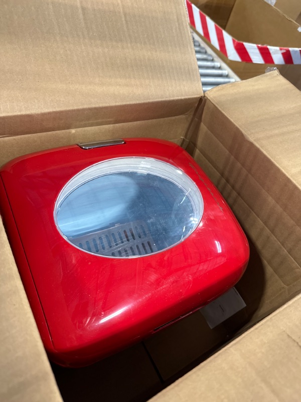 Photo 2 of *** MAJOR DAMAGED***
Frigidaire Retro Mini Personal Fridge Cooler, Holds 9L or 12 Cans, Portable for Car, Office, Bedroom, Dorm Room, or Cabin, Features Plugs for Home Outlet & 12V Car Charger - 10"D x 7"W x 10.5"H, Red