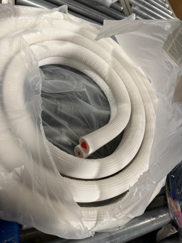 Photo 1 of 16 Ft Mini Split Line Set, Air Conditioning Copper Tubing Pipe Extension,1/4" & 1/2" 3/8" PE Thickened for AC