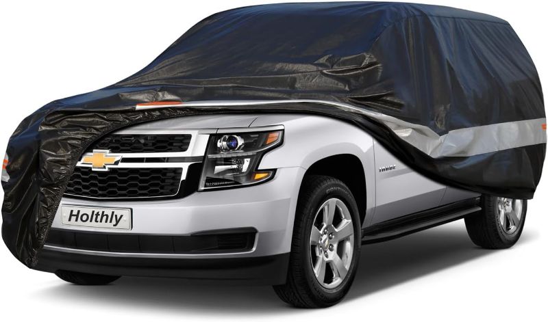 Photo 1 of 10 Layers Car Cover Waterproof All Weather for Large SUV,100% Waterproof Outdoor Car Covers Rain Snow UV Dust Protection. Custom Fit for Chevy Tahoe, Traverse, Mercedes GLS, QX80, Patrol,etc