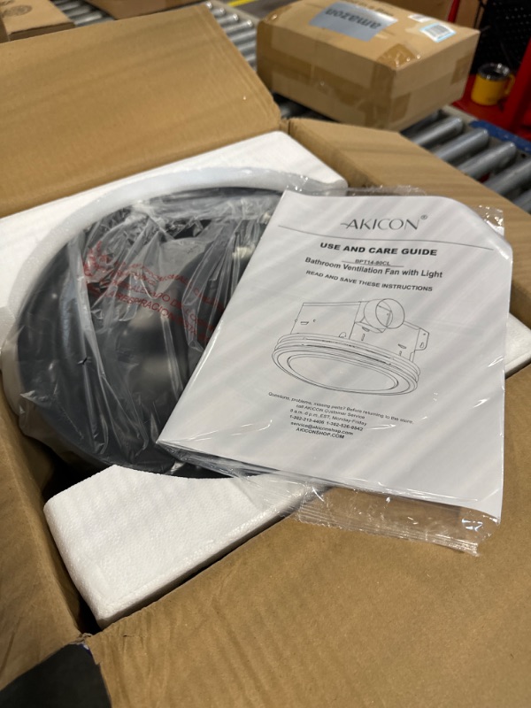 Photo 1 of Akicon Ultra Quiet Bathroom Exhaust Fan with LED Light 80CFM 2.0 Sones Round Bathroom Ventilation Fan with Frosted Glass Cover Matte Black Finish (Matte black)