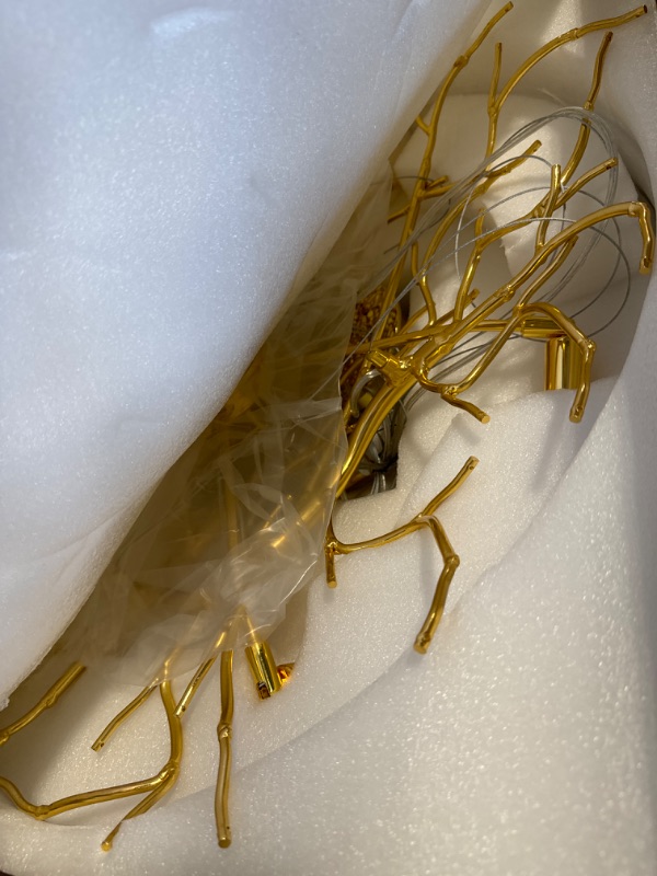 Photo 1 of ****USED***FOR PARTS ONLY***SOLD AS IS***ALL SALES ARE FINAL**NO RETURNS***  Tree Branch Chandelier for Dining Room L55in, Modern Snowflake Crystal Gold Chandelier for Living Room, Linear Rectangular Light Fixtures for Bedroom Bathrrom Foyer Kitchen Islan