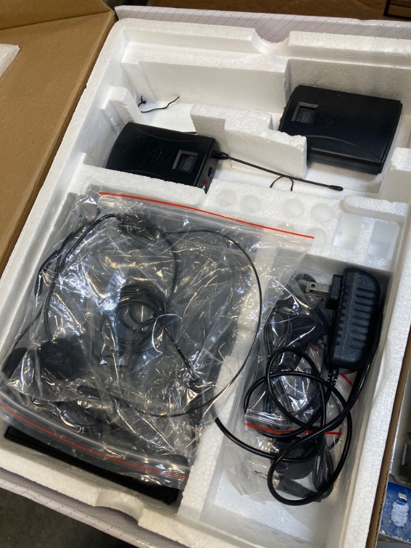Photo 1 of Dual Channel UHF Wireless Microphone System, 2x30 Adjustable Frequencies, Lavalier & Headset Microphone System for Meeting, Church, 300ft Range (2 Bodypack)