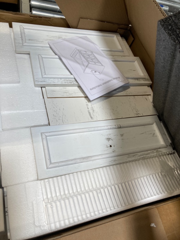 Photo 1 of Night Stand with Charging Station & Reading Light, Farmhouse Bedside Table with Human Sensor LED Lights, Brightness Adjustable End Side Table for Bedroom/Living Room/Office, Antique White