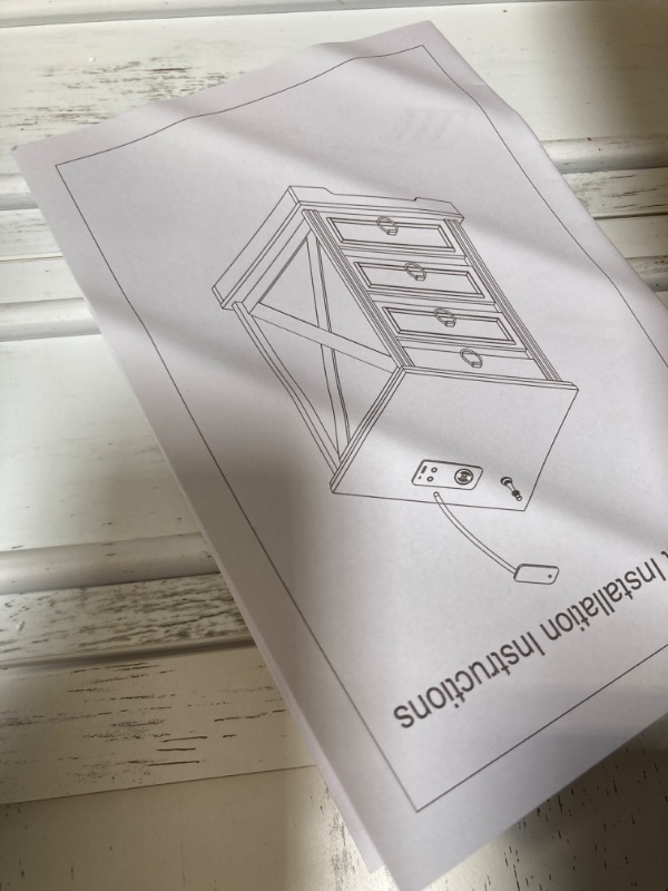 Photo 1 of Night Stand with Charging Station & Reading Light, Farmhouse Bedside Table with Human Sensor LED Lights, Brightness Adjustable End Side Table for Bedroom/Living Room/Office, Antique White